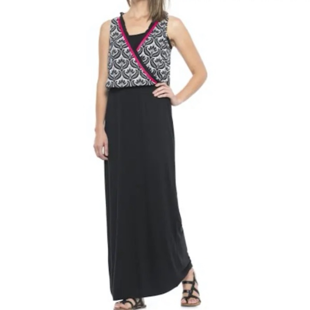 NWT Hatley women’s Dress Maxi Ikat Sapphire pattern black soft&comfy fit size M